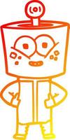 warm gradient line drawing happy cartoon robot vector