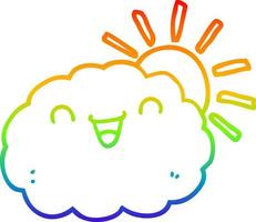 rainbow gradient line drawing happy cartoon cloud vector