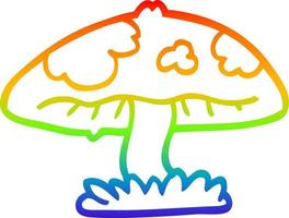 rainbow gradient line drawing cartoon mushroom vector