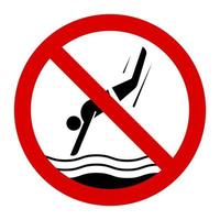 Caution no diving water sign design vector illustration