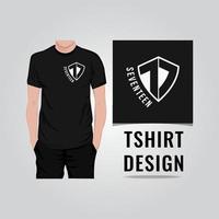 Seventeen shield t shirt design vector illustration