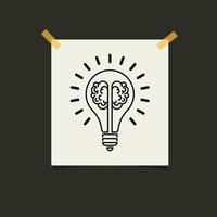 Light bulb with human brain design vector