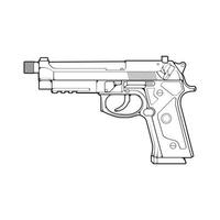 Firearms line art style, Shooting gun, Weapon illustration, Vector Line, Gun illustration, Modern Gun, Military concept, Pistol line art for training