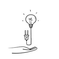 dibujado a mano doodle ahorrar energía icono símbolo ilustración vector