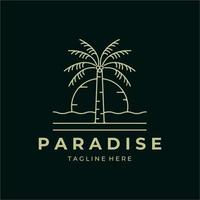 paradise logo line art vector minimalist design coconut tree icon