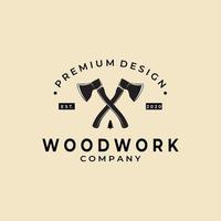 wood work carpenter logo vector vintage illustration template design