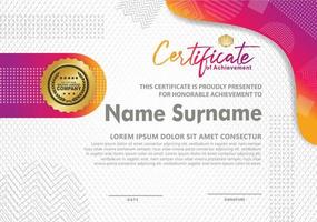 Certificate template with texture modern pattern background, vector