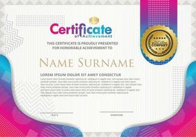 Certificate template with texture modern pattern background, vector