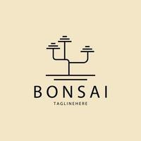 Bonsai line art logo vector ilustración diseño plantilla