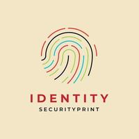 fingerprint lock secure security logo vector icon template design