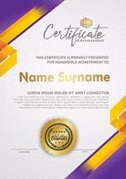 Certificate template with line halftone frame and modern pattern background, vector