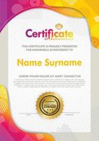 Certificate template with texture modern pattern background, vector