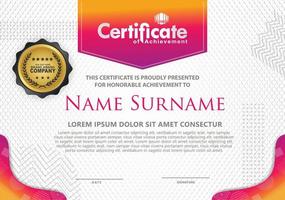 Certificate template with texture modern pattern background, vector