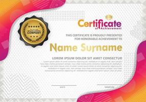 Certificate template with texture modern pattern background, vector