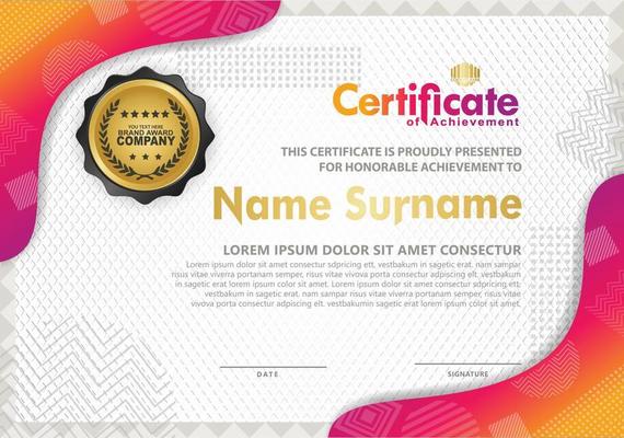 Certificate template with texture modern pattern background,