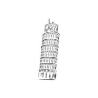 dibujo vectorial de la torre inclinada de pisa vector