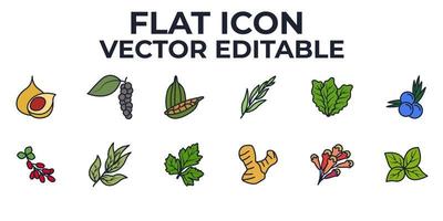 conjunto de elementos de especias, condimentos y hierbas plantilla de símbolo de icono para ilustración de vector de logotipo de colección de diseño gráfico y web