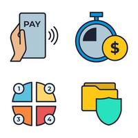 plantilla de símbolo de icono de conjunto de pago de finanzas de dinero para ilustración de vector de logotipo de colección de diseño gráfico y web