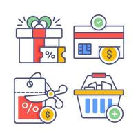 compras y comercio electrónico, ilustración vectorial simple. vector