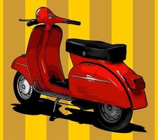 vintage scooter red color vector