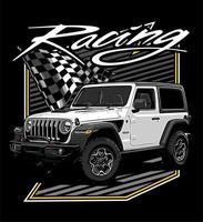 suv and racing flag vector