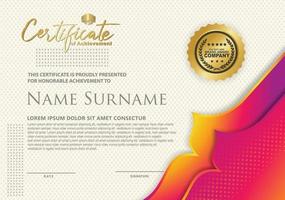 certificate template with dynamic and futuristic texture pattern background vector