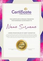 Certificate template with texture modern pattern background, vector