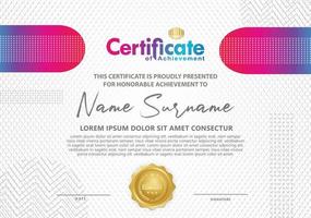 Certificate template with texture modern pattern background, vector