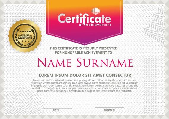 Certificate template with texture modern pattern background,