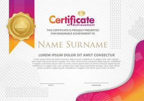 Certificate template with texture modern pattern background, vector