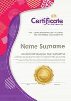 Certificate template with texture modern pattern background, vector