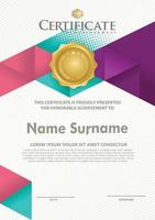 Certificate template with texture modern pattern background, vector