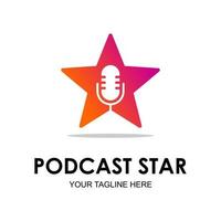 logotipo de estrella de podcast vector