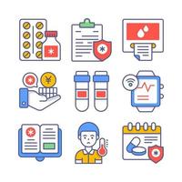 conjunto de iconos vectoriales médicos y sanitarios. símbolos de primera calidad. vector
