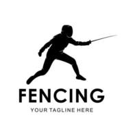 fencing player logo vector