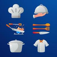 Private Chef Icons Set vector