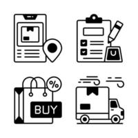 compras y comercio electrónico, ilustración vectorial simple. vector