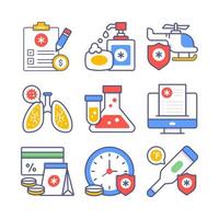 conjunto de iconos vectoriales médicos y sanitarios. símbolos de primera calidad. vector