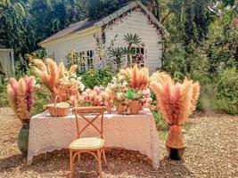 Garden cottage with beautiful blooms flower Homesthetics house idea outdoor activity decoration photo