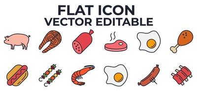 Meat, poultry, fish and eggs set icon symbol template for graphic and web design collection logo vector illustration