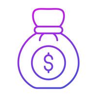 money bag Finance Related Vector Line Icon. Editable Stroke Pixel Perfect.