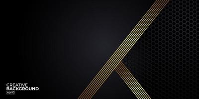 Black premium abstract background with luxury gradient geometric elements. Rich background for exclusive design. vector