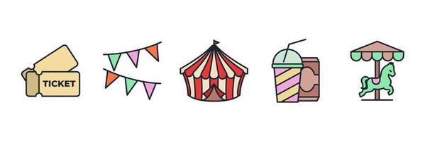 Carnival. amusement park set icon symbol template for graphic and web design collection logo vector illustration