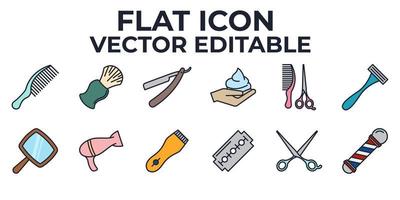 Barber shop set icon symbol template for graphic and web design collection logo vector illustration