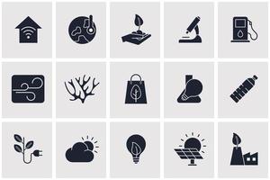 ecología y medio ambiente establecer plantilla de símbolo de icono para la ilustración de vector de logotipo de colección de diseño gráfico y web