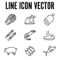 carne, aves, pescado y huevos establecer plantilla de símbolo de icono para la ilustración de vector de logotipo de colección de diseño gráfico y web