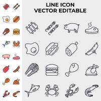 carne, aves, pescado y huevos establecer plantilla de símbolo de icono para la ilustración de vector de logotipo de colección de diseño gráfico y web