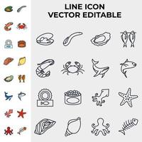 plantilla de símbolo de icono de conjunto de pescado y marisco para ilustración de vector de logotipo de colección de diseño gráfico y web