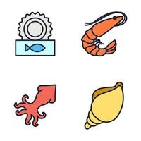 plantilla de símbolo de icono de conjunto de pescado y marisco para ilustración de vector de logotipo de colección de diseño gráfico y web