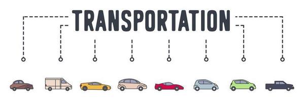 coche transporte banner web icono vector ilustración concepto.